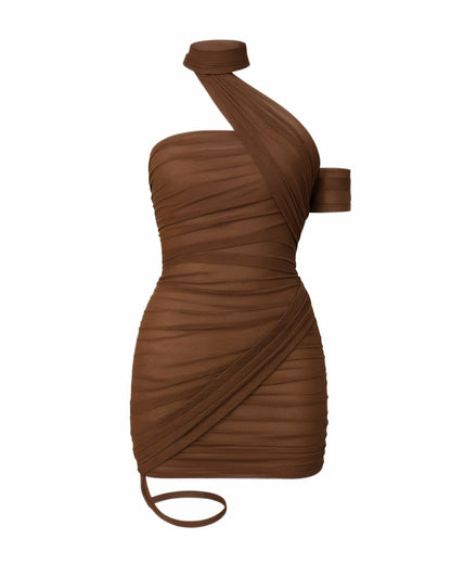 NEW Draped Mesh Mini Dress